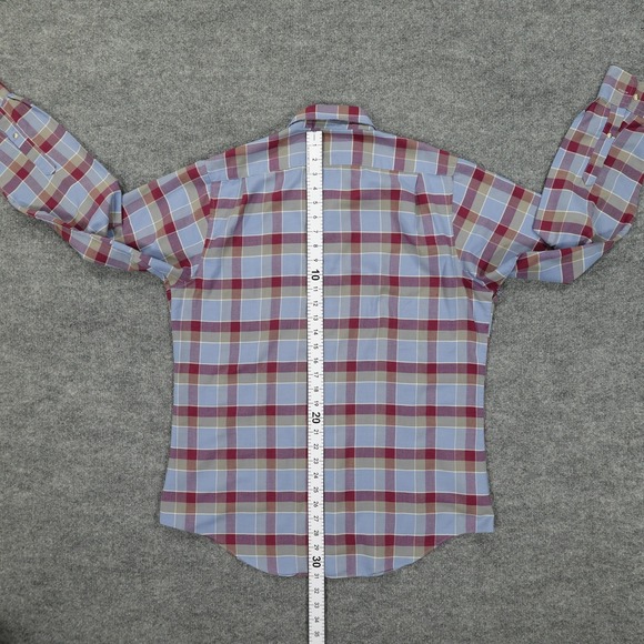 Vintage Levis Shirt Mens XL Blue Red Plaid Button Down Fitted Long Sleeve - Picture 7 of 8
